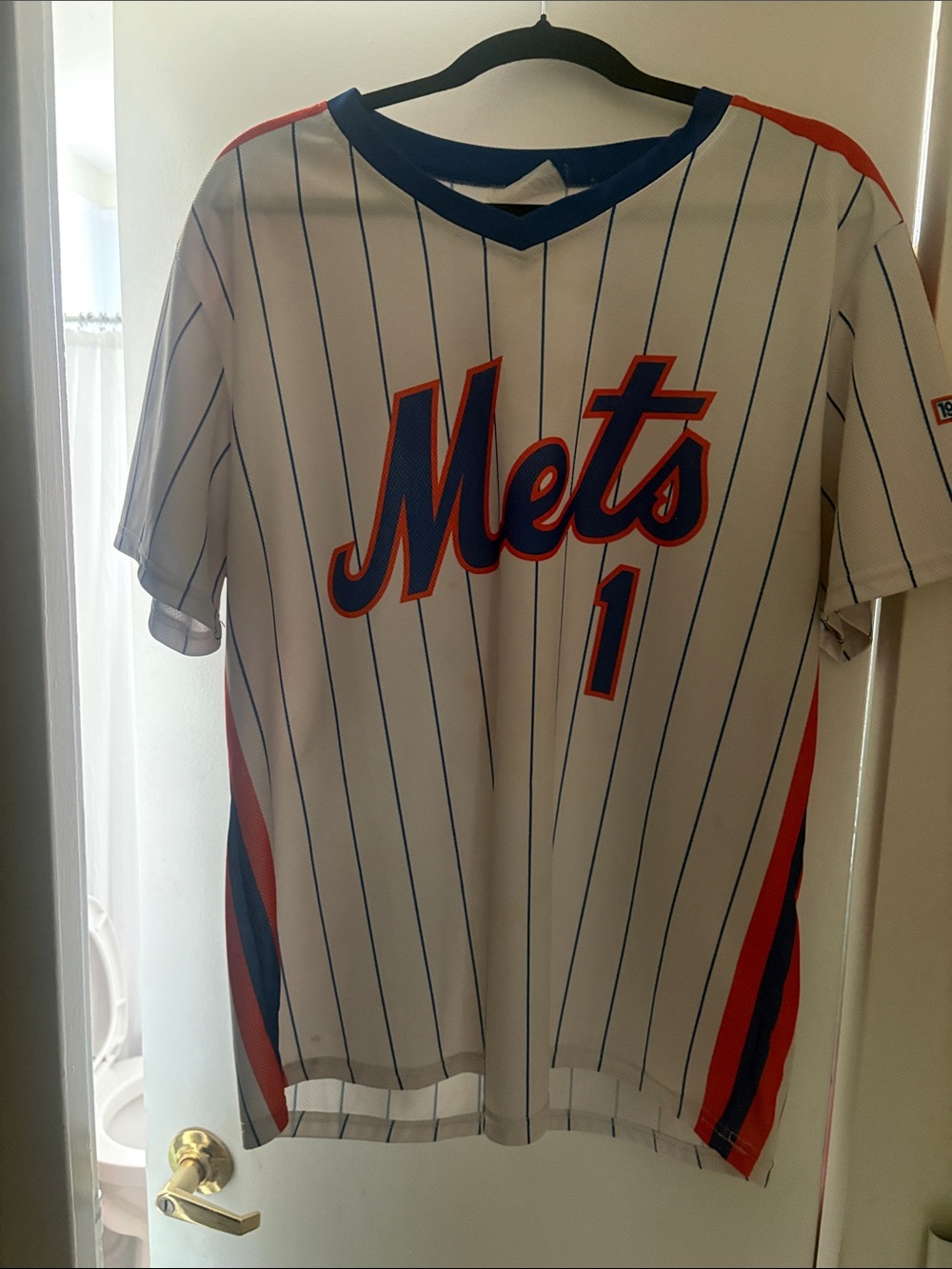 Mets throwback Mookie Wilson Pinstripe Baseball Jersey - White/Blue/Orange